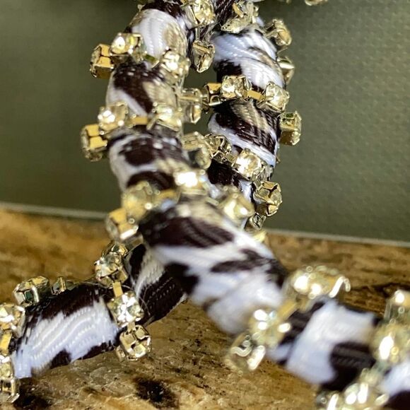 Black White Gold Crystal Wrap Hoops Daisy Fuentes Fashion Earrings $16ea/3for$25 - Picture 3 of 7